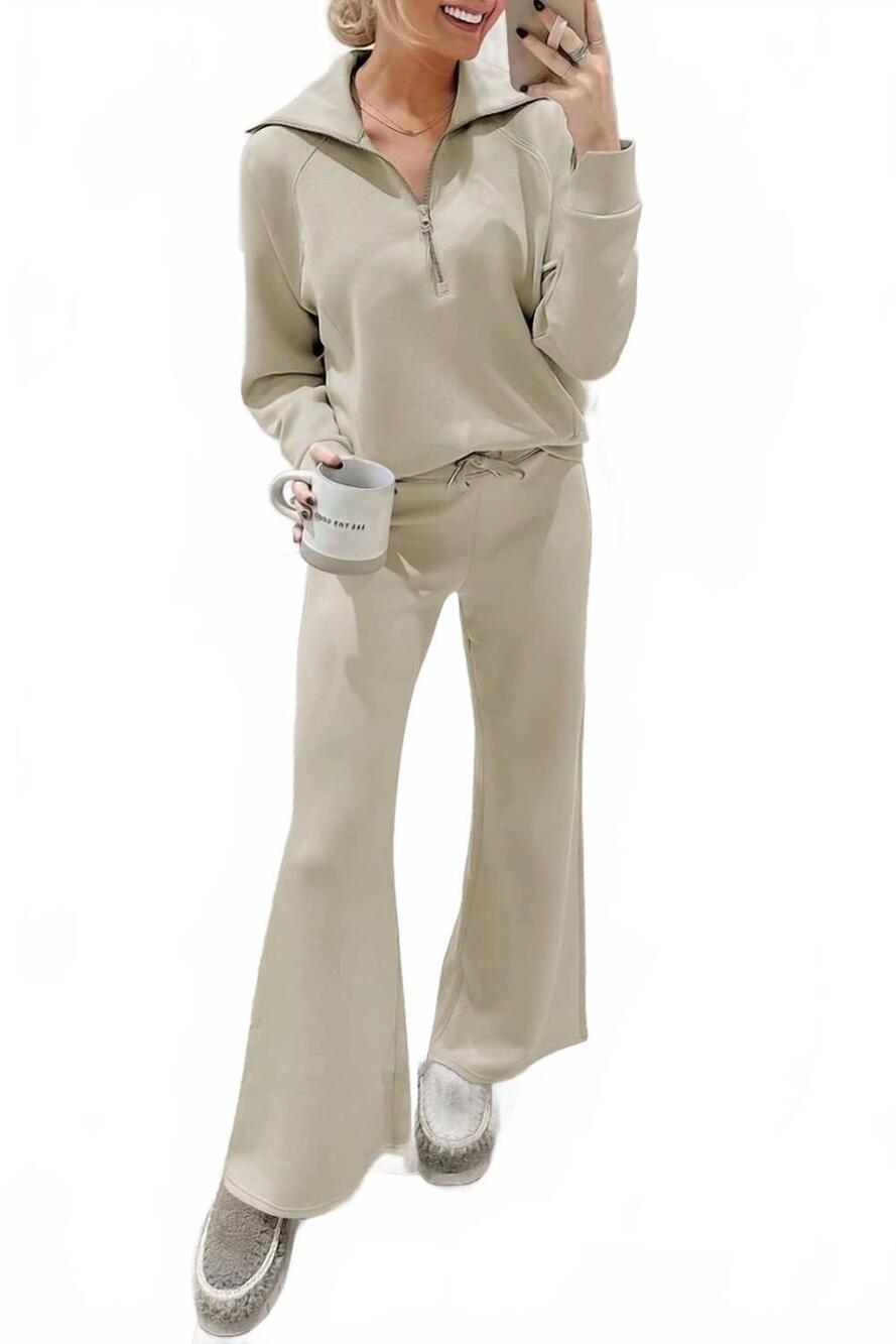 NEW ROSA CLOTHING daily sweat long sleeve sweatshirt wide leg relaxed pants set